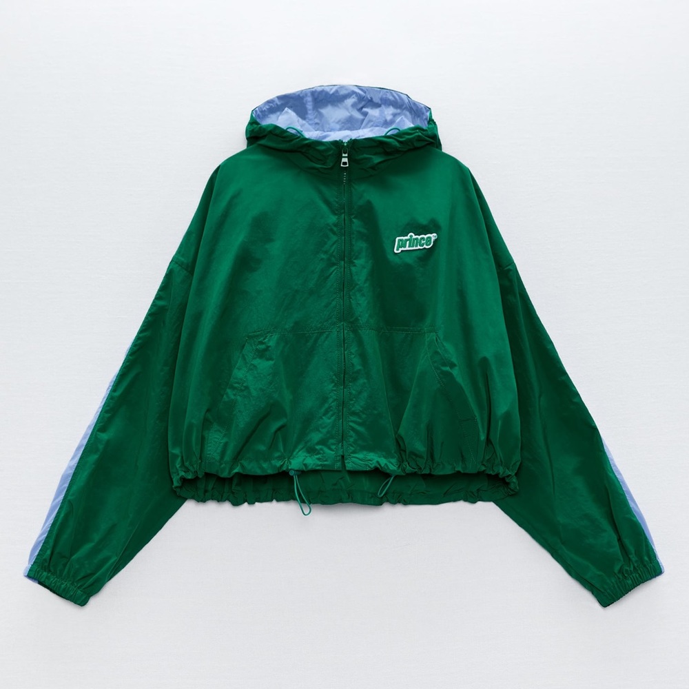 NWT. Zara Green PRINCE™ VS Crop Jacket/Windbreaker. Size XS.